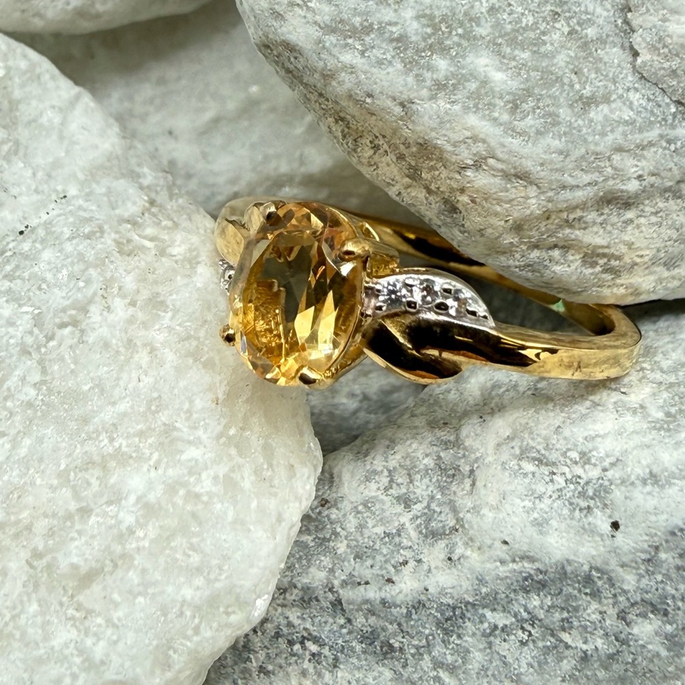 Brazilian Citrine Ring 1.25CTW 14K YG Over 925 Silver Sz 9 NWT - Picture 5 of 17